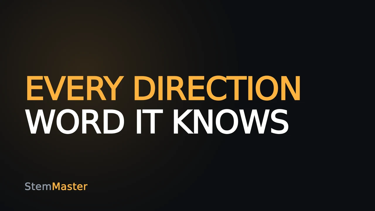 StemMaster tutorial thumbnail reading “EVERY DIRECTION WORD IT KNOWS”