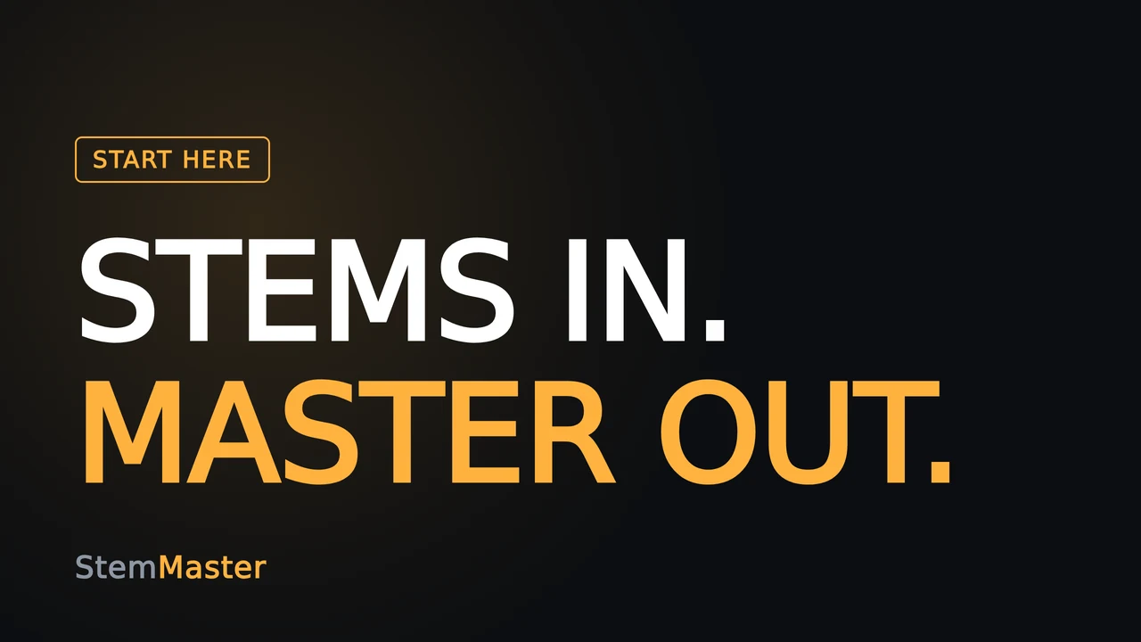 StemMaster tutorial thumbnail reading “STEMS IN. MASTER OUT.”